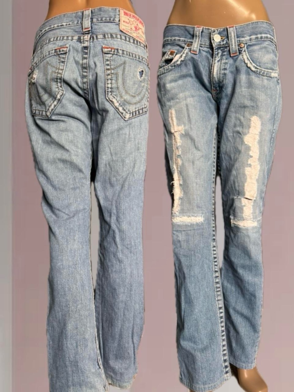 True Religion Y2K Distressed Straight-Leg Jeans